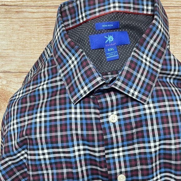 Egara Madras‎ Plaid Button Down Long Sleeve Profilo Tessile Size XXL 100% Cotton - Picture 5 of 6